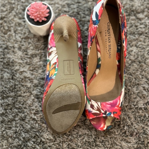Christian Siriano Peep Toe Stiletto Floral Multicolor 7W - Picture 7 of 7